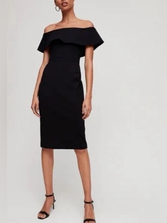 Babaton Dresses & Skirts - Aritzia Babaton Black Off-Shoulder Sheath Dress